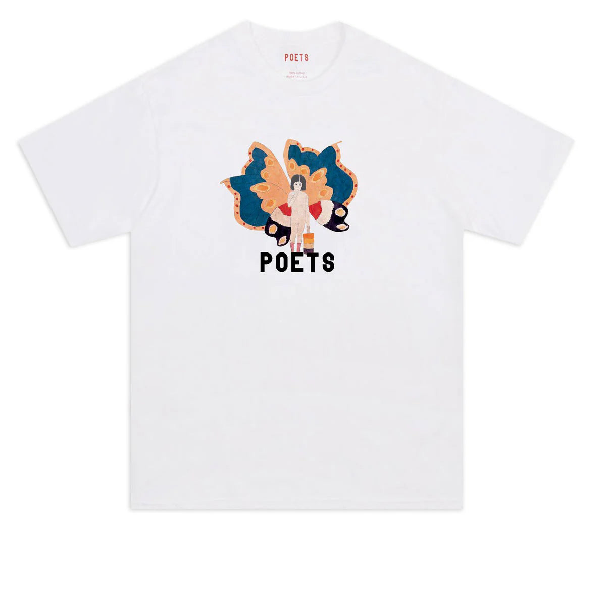 Poets Butterfly Girl DTG T-shirt-(white)