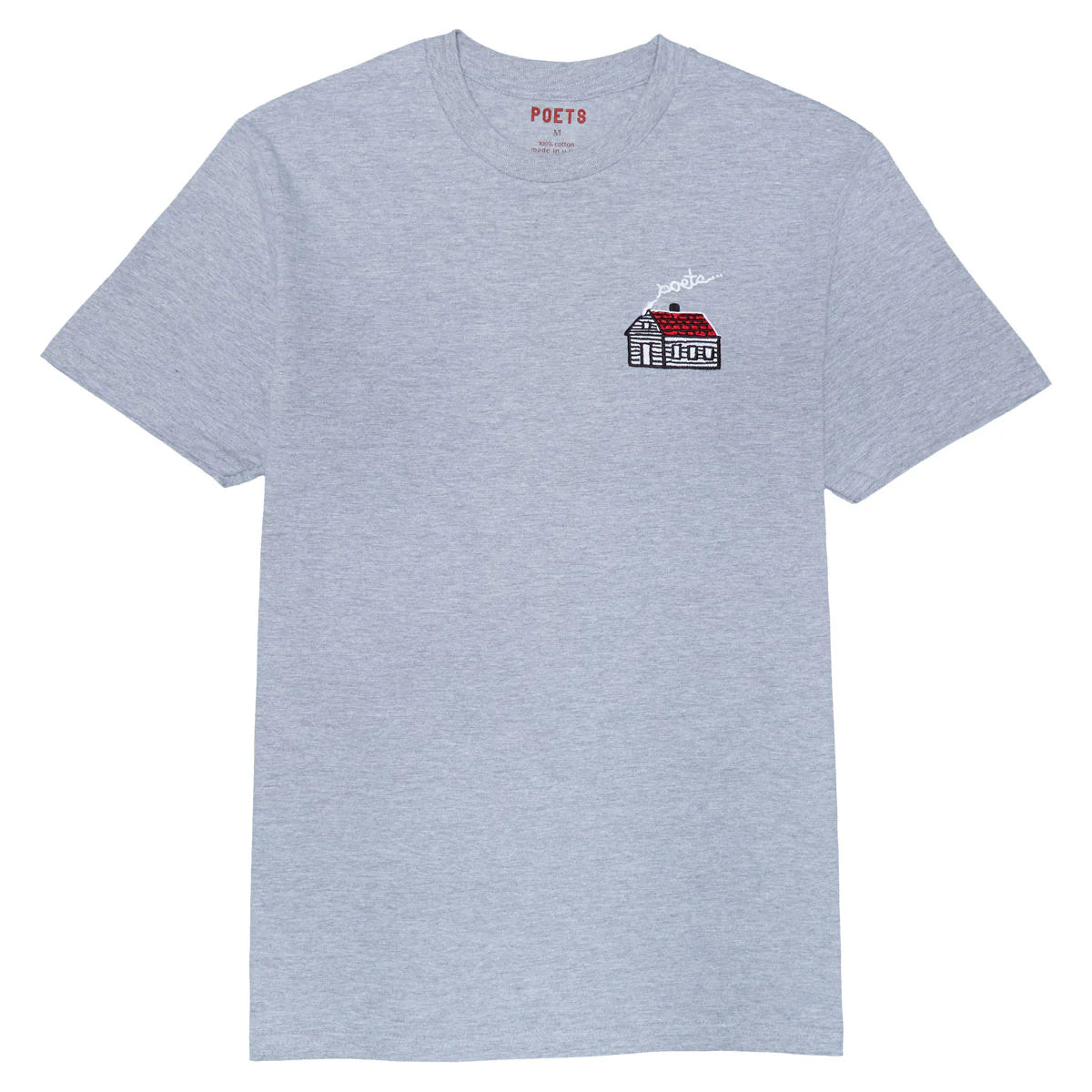 Poets Home Embroidered T-shirt-(heather grey)